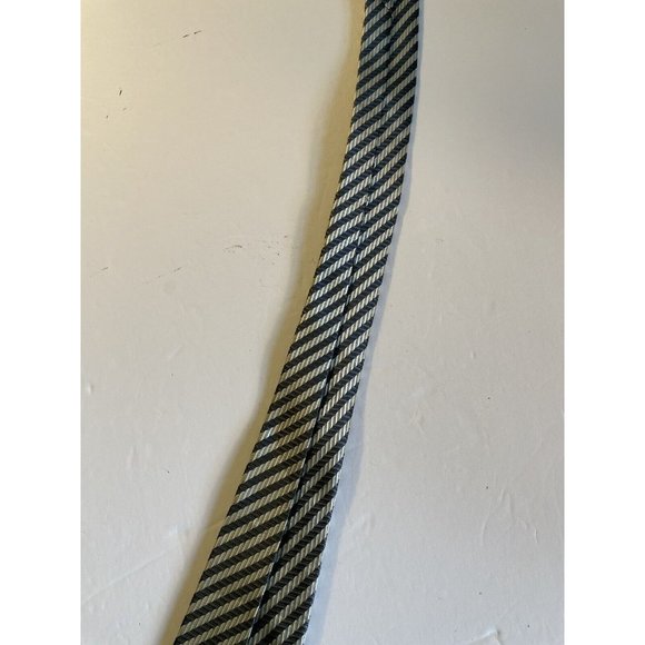 Ermenegildo Zegna Silk Silver Blue Tie 58” X 3 & 6/8 Striped - Picture 10 of 15